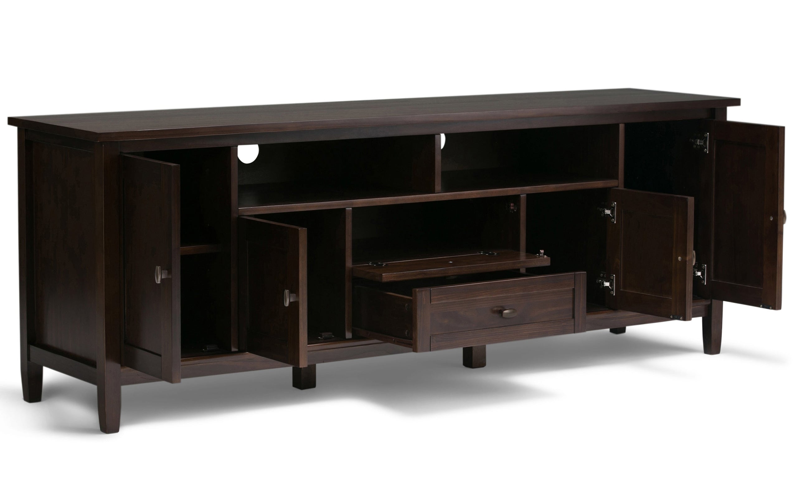 Tobacco Brown | Warm Shaker 72W TV Stand with Set of Two 26W 5 Shelf Bookcases