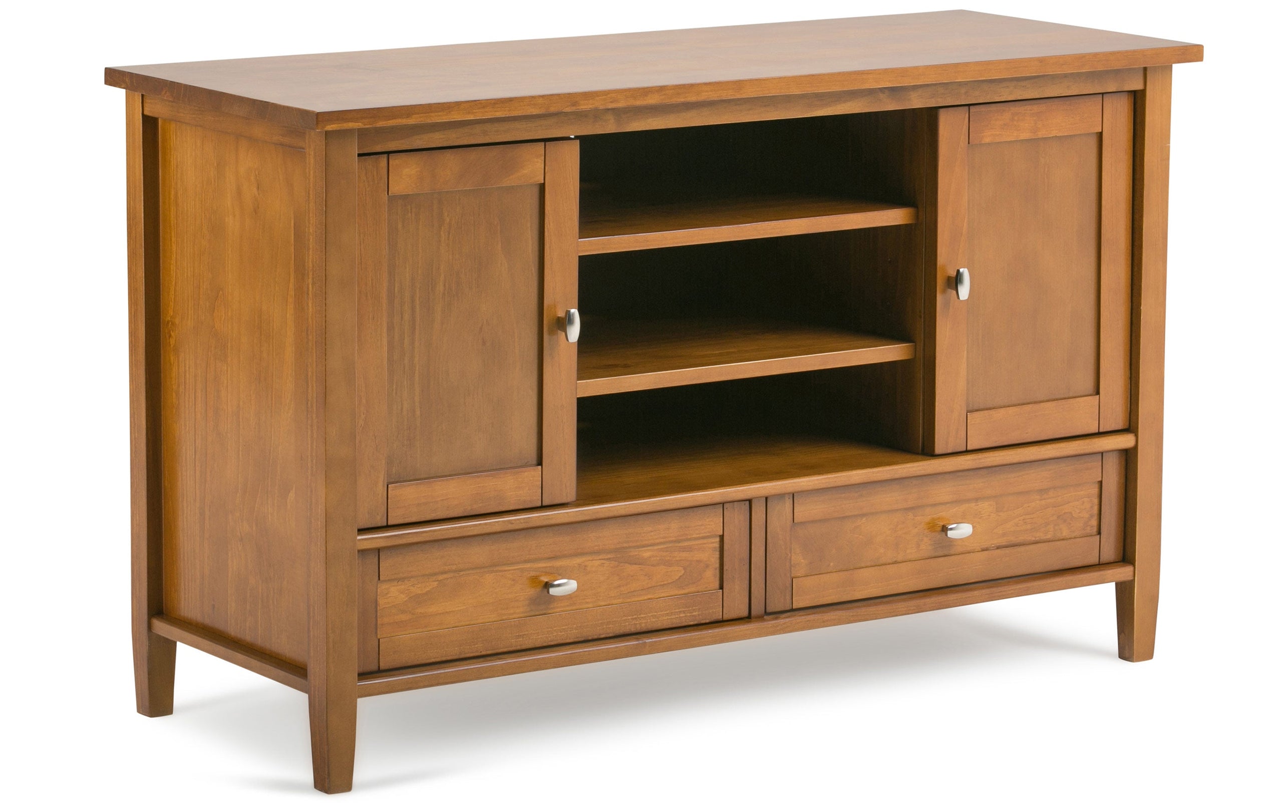 Light Golden Brown | Warm Shaker 47W Tall TV Stand with Set of Two 26W 5 Shelf Bookcases
