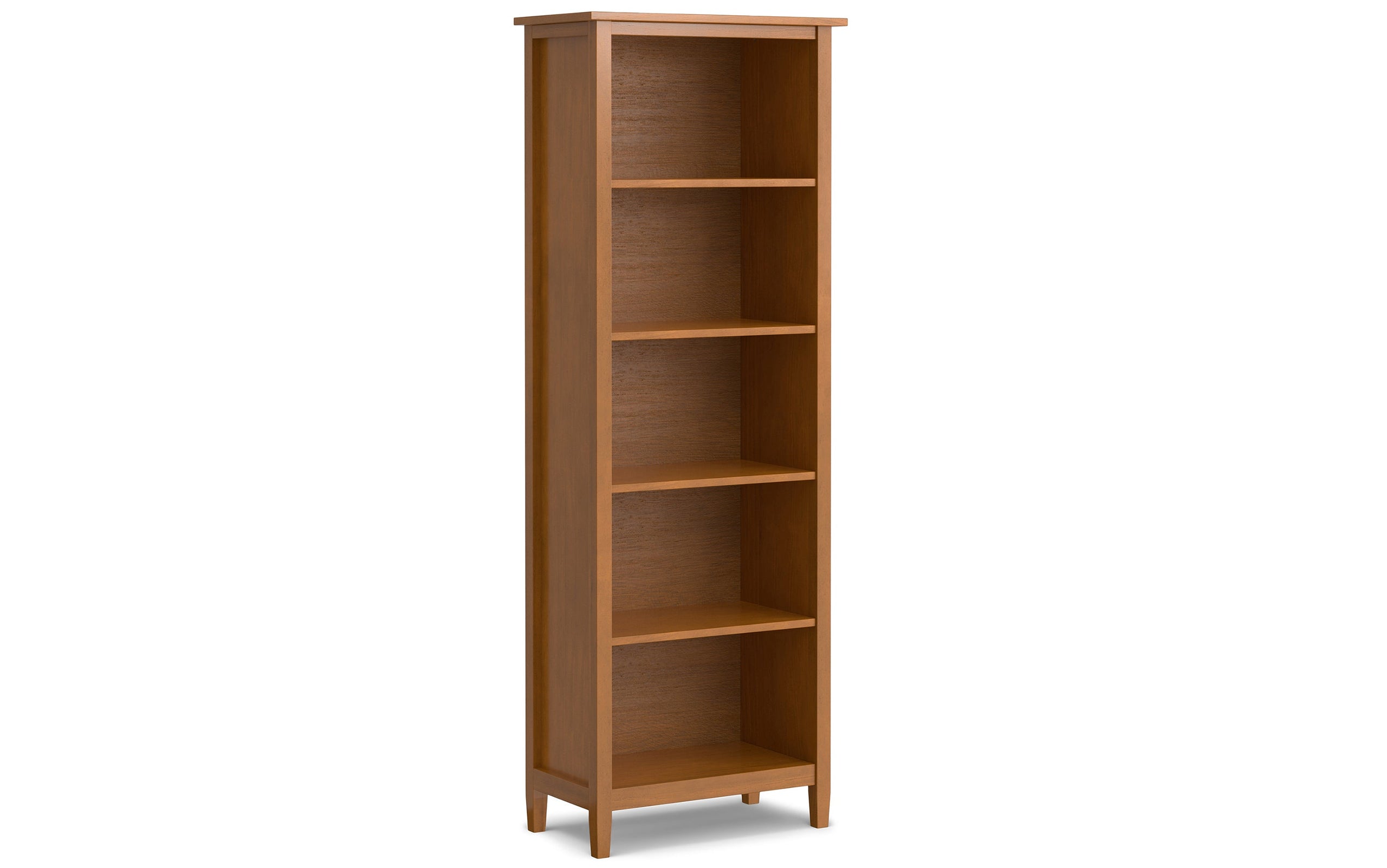 Light Golden Brown | Warm Shaker 47W Tall TV Stand with Set of Two 26W 5 Shelf Bookcases