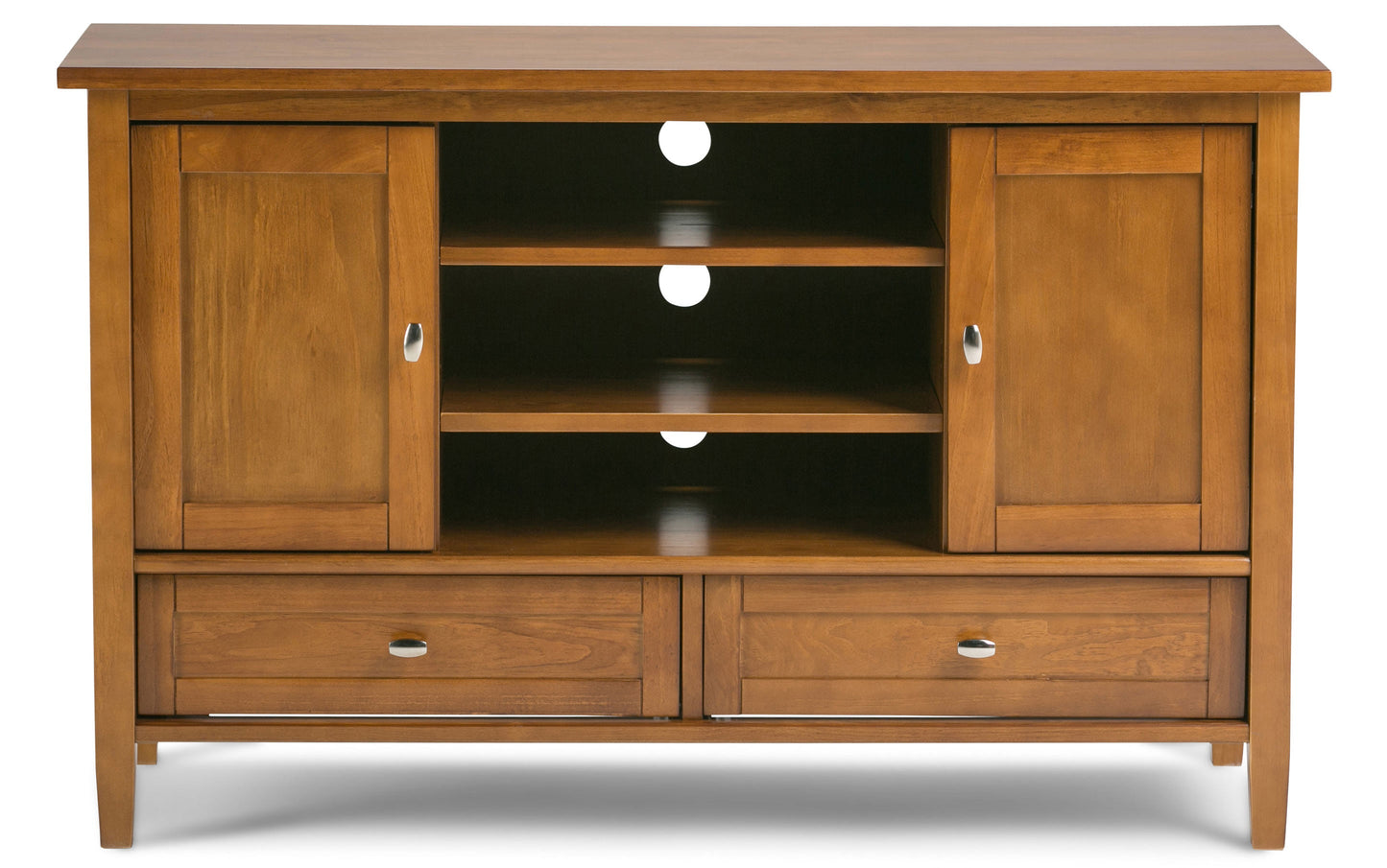 Light Golden Brown | Warm Shaker 47W Tall TV Stand with Set of Two 26W 5 Shelf Bookcases