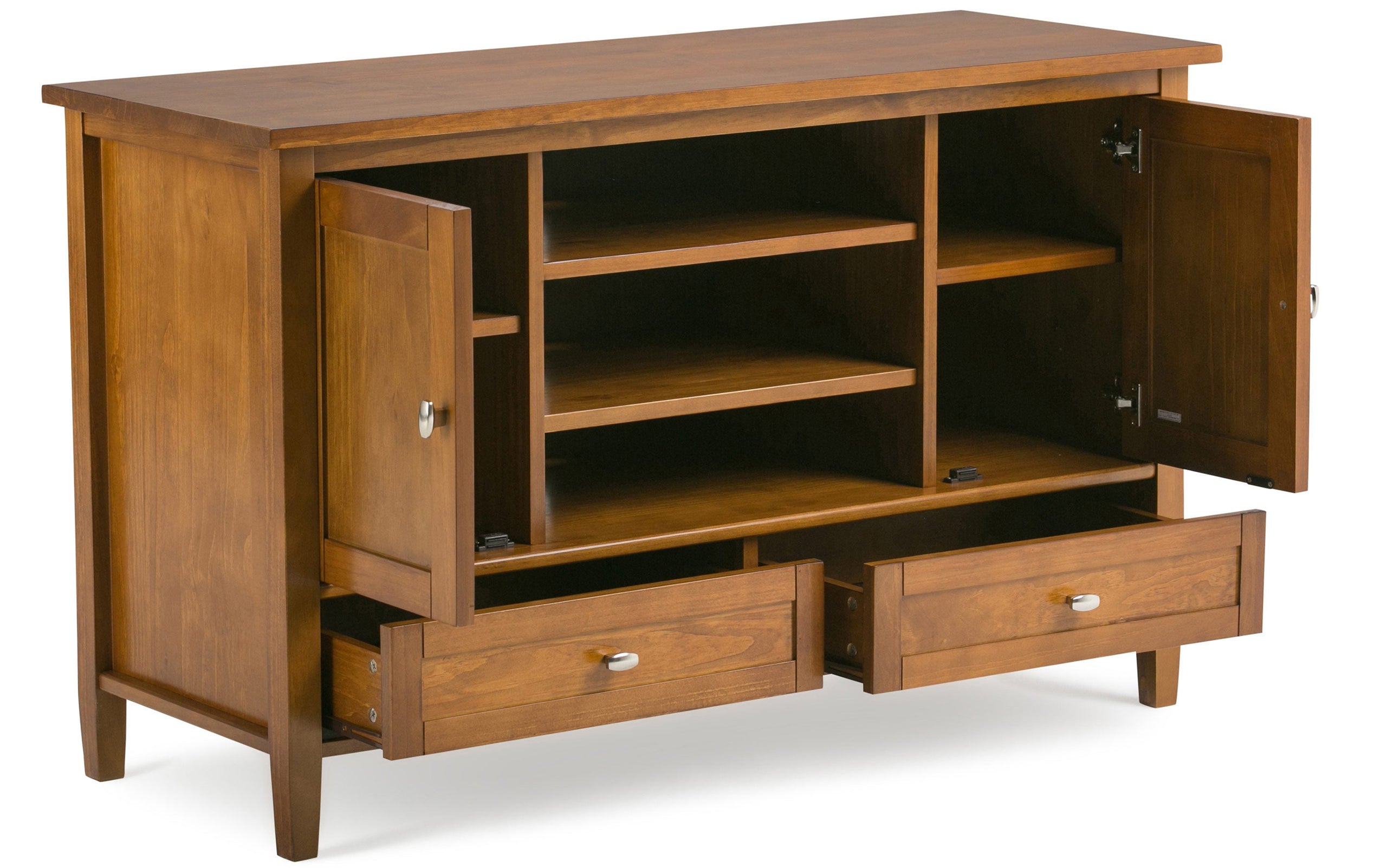 Light Golden Brown | Warm Shaker 47W Tall TV Stand with Set of Two 26W 5 Shelf Bookcases