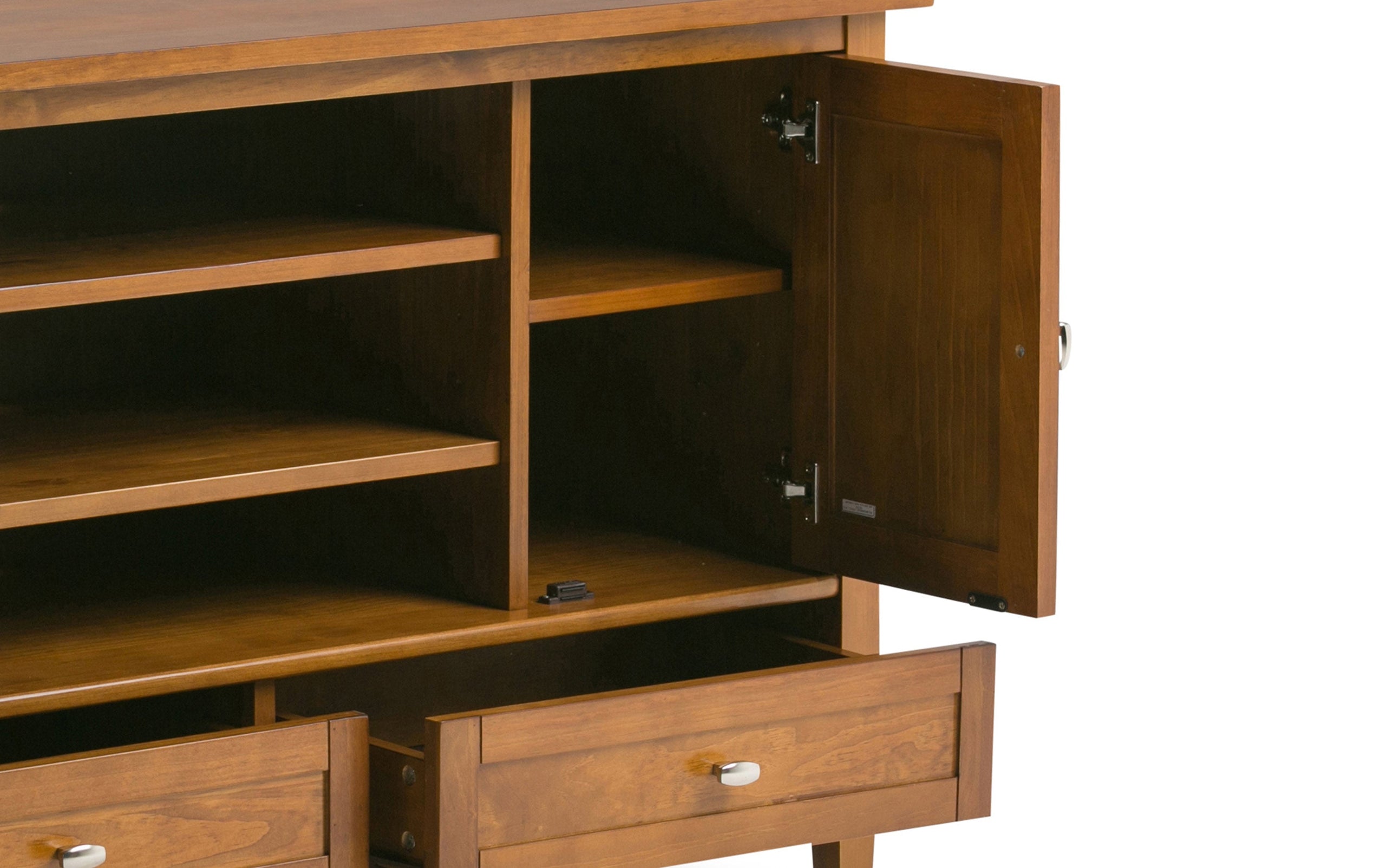 Light Golden Brown | Warm Shaker 47W Tall TV Stand with Set of Two 26W 5 Shelf Bookcases