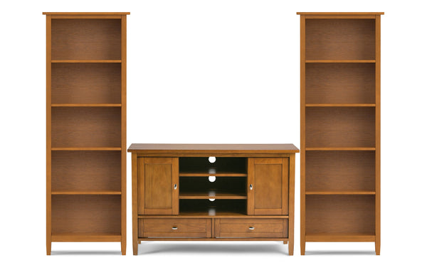 Warm Shaker 47 inch TV Stand with 26 inch Bookcases (Set of 3