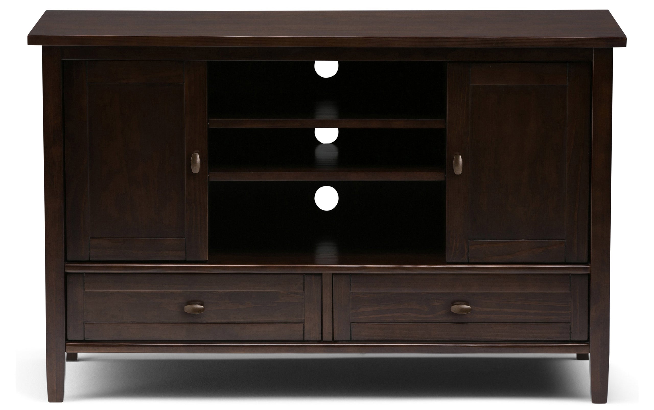Tobacco Brown | Warm Shaker 47W Tall TV Stand with Set of Two 26W 5 Shelf Bookcases