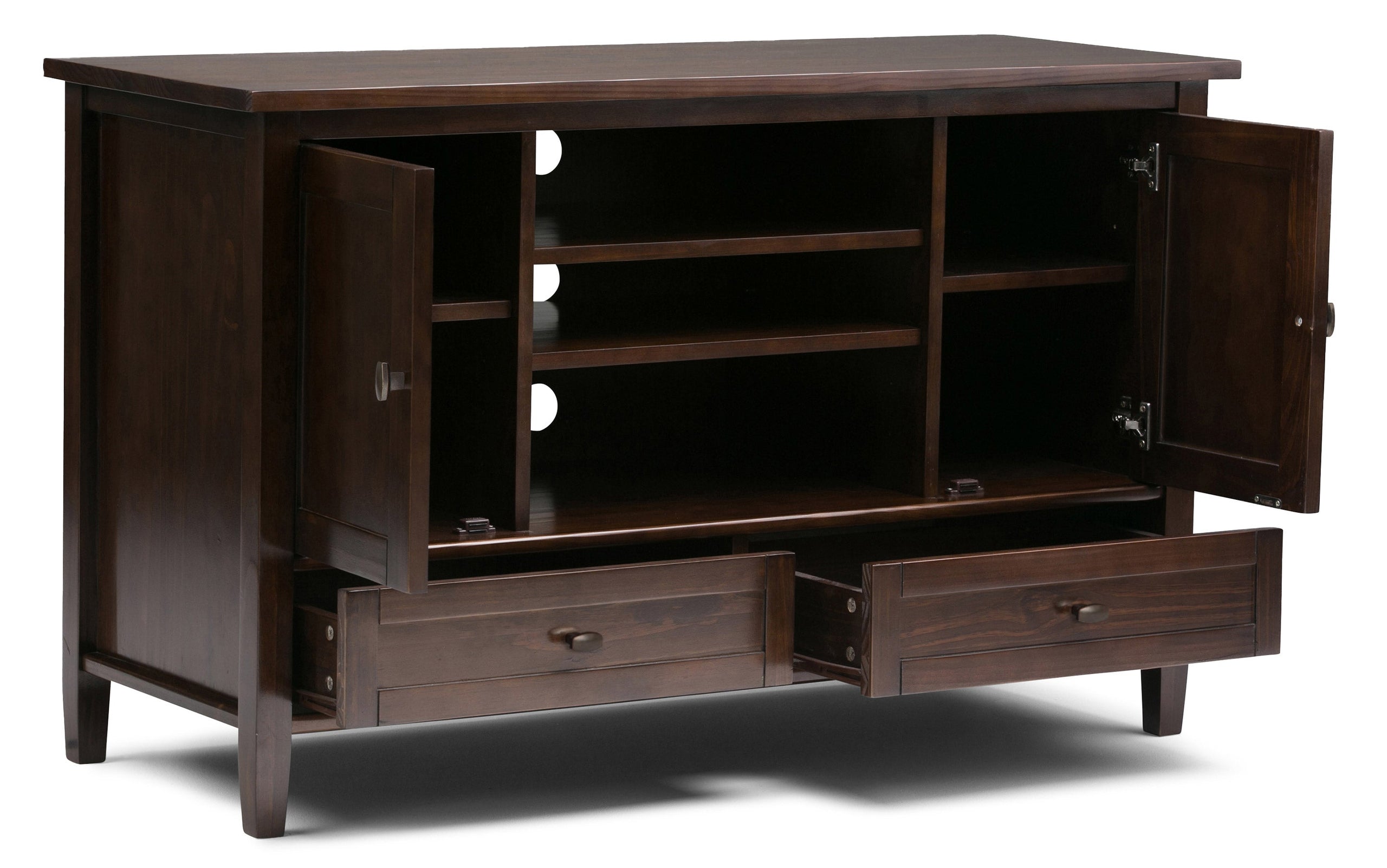 Tobacco Brown | Warm Shaker 47W Tall TV Stand with Set of Two 26W 5 Shelf Bookcases