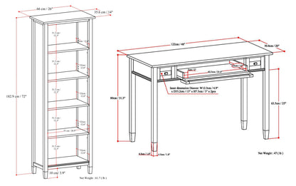 Tobacco Brown | Warm Shaker 48 inch Desk and 26 inch Bookcase
