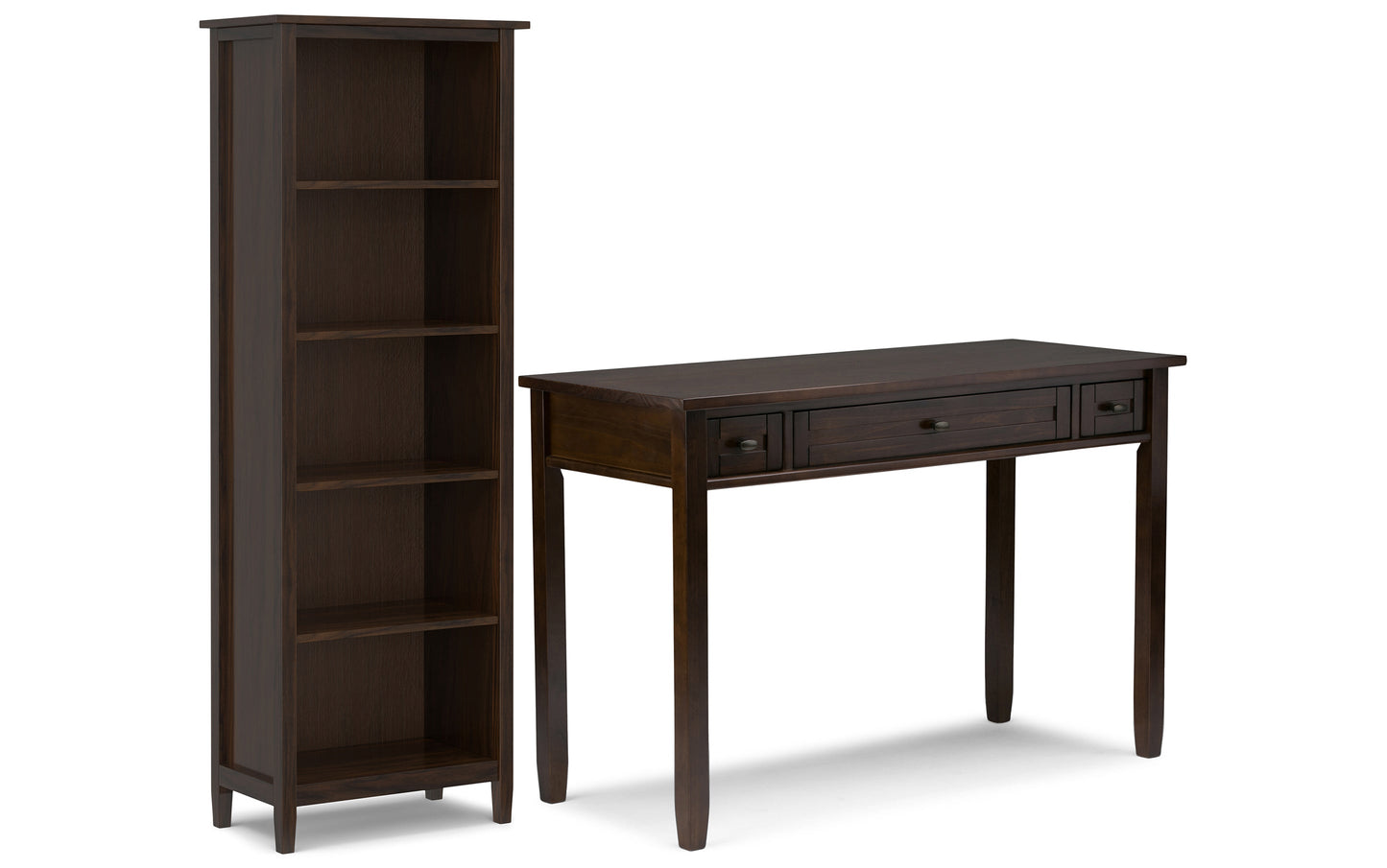 Tobacco Brown | Warm Shaker 48 inch Desk and 26 inch Bookcase