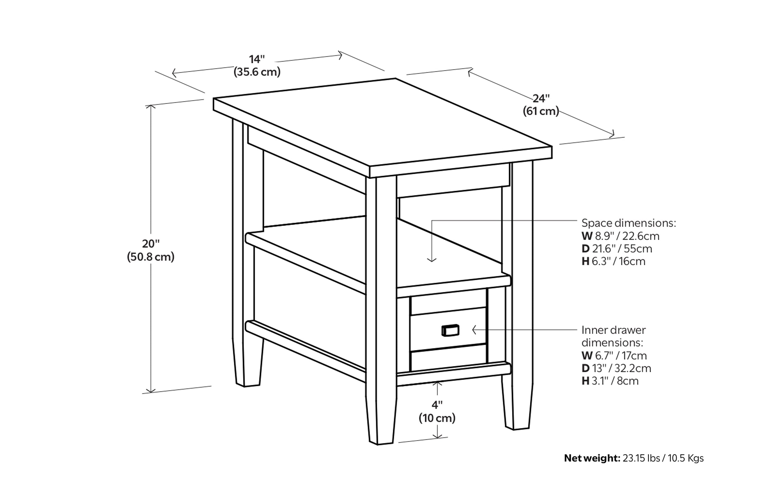 Black | Warm Shaker 14 inch Narrow End Table (Set of 2)