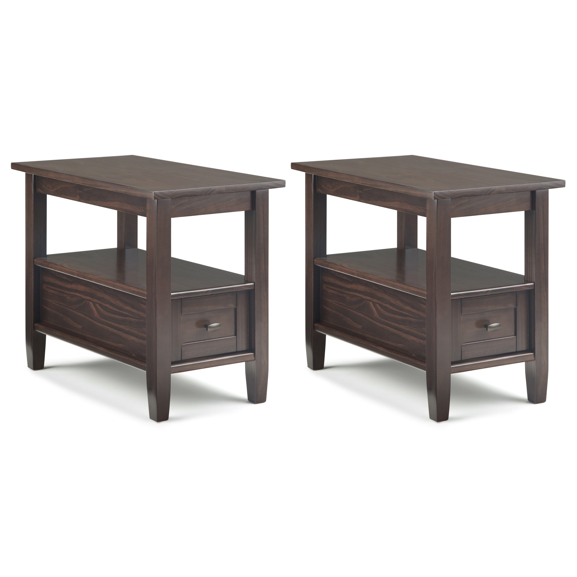 Tobacco Brown | Warm Shaker 14 inch Narrow End Table (Set of 2)