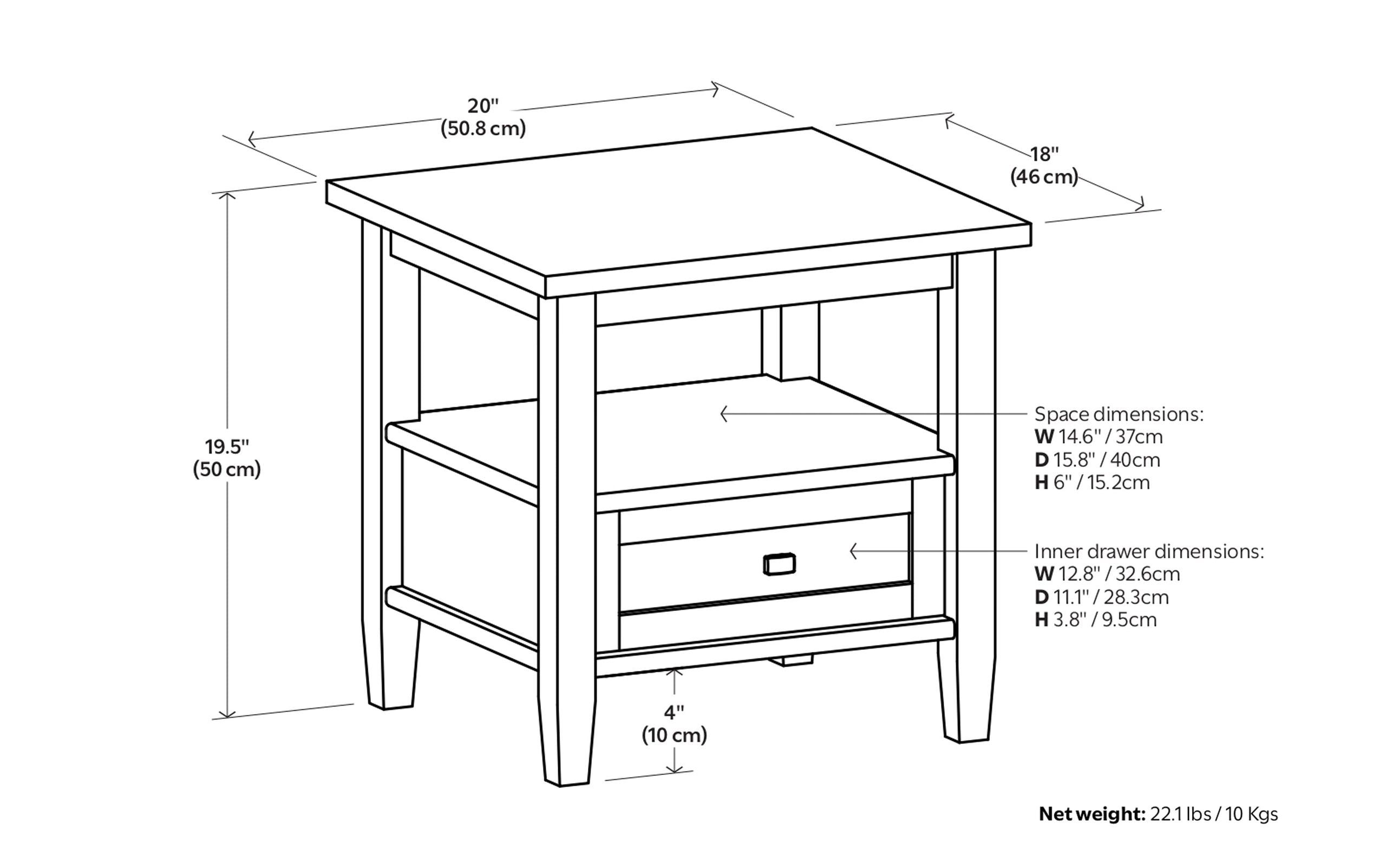 Distressed Charcoal Brown | Warm Shaker 20 inch End Table (Set of 2)