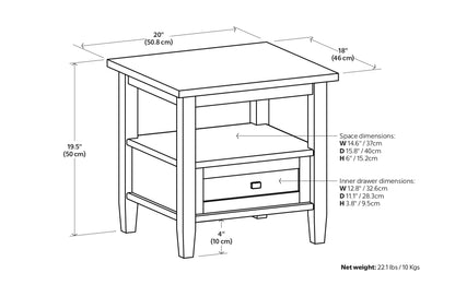 Farmhouse Brown | Warm Shaker 20 inch End Table (Set of 2)