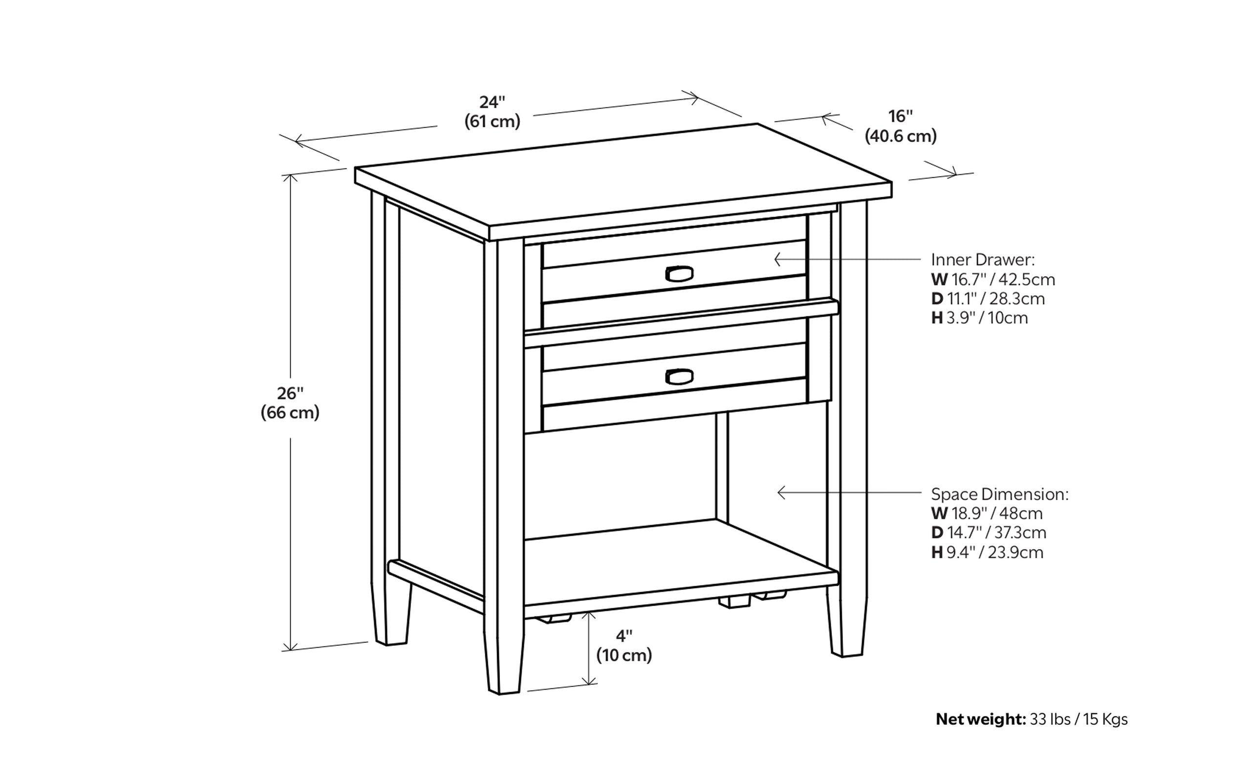 Hickory Brown | Warm Shaker 24 inch Night Stand (Set of 2)