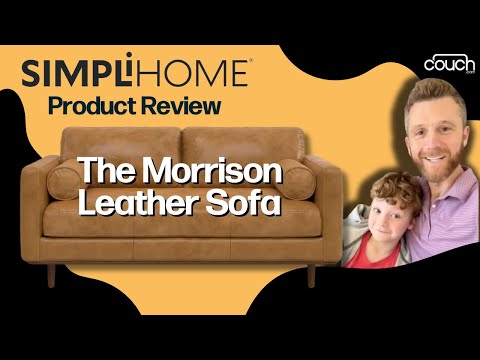 Caramel Brown Genuine Top Grain Leather | Morrison 89 inch Mid Century Sofa Genuine Leather