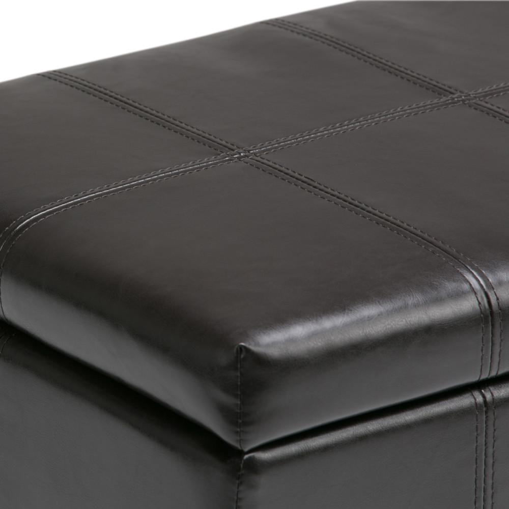 Tanners Brown Vegan Leather | Dover Vegan Leather Storage Ottoman