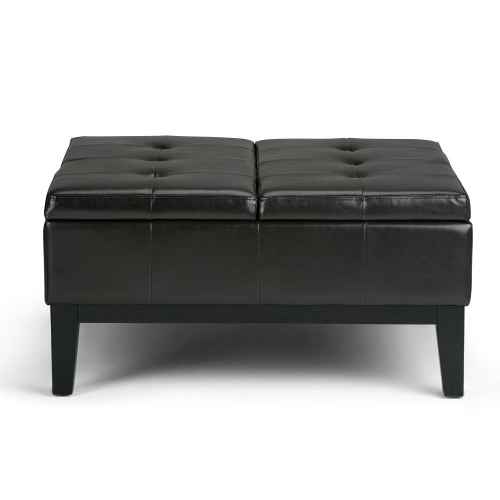 Tanners Brown Vegan Leather | Dover Square Vegan Leather Coffee Table Storage Ottoman