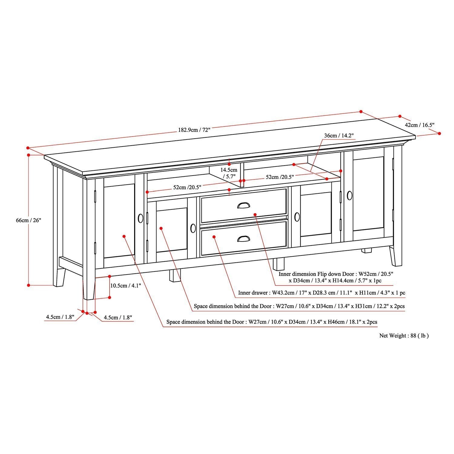 Rustic Natural Aged Brown | Redmond 72 inch TV Media Stand