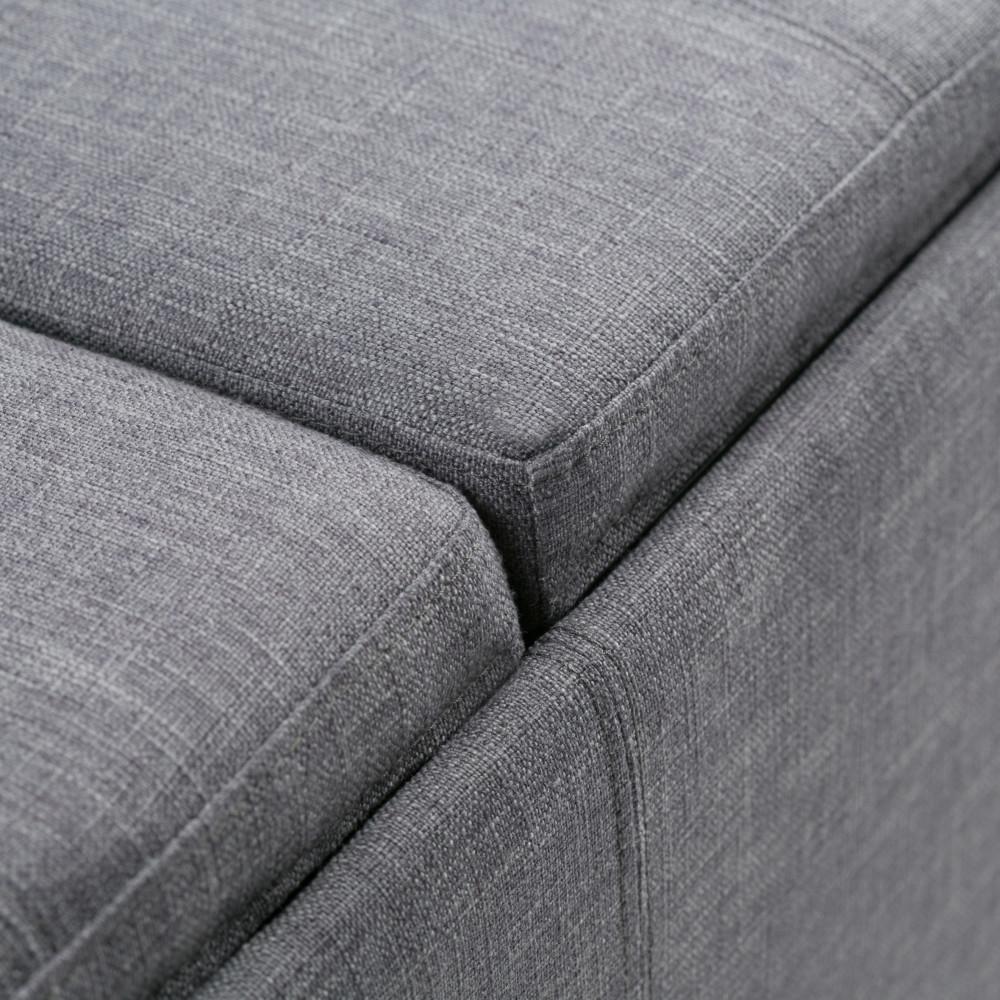 Slate Grey Linen Style Fabric | Avalon Linen Look Storage Ottoman with Three Trays