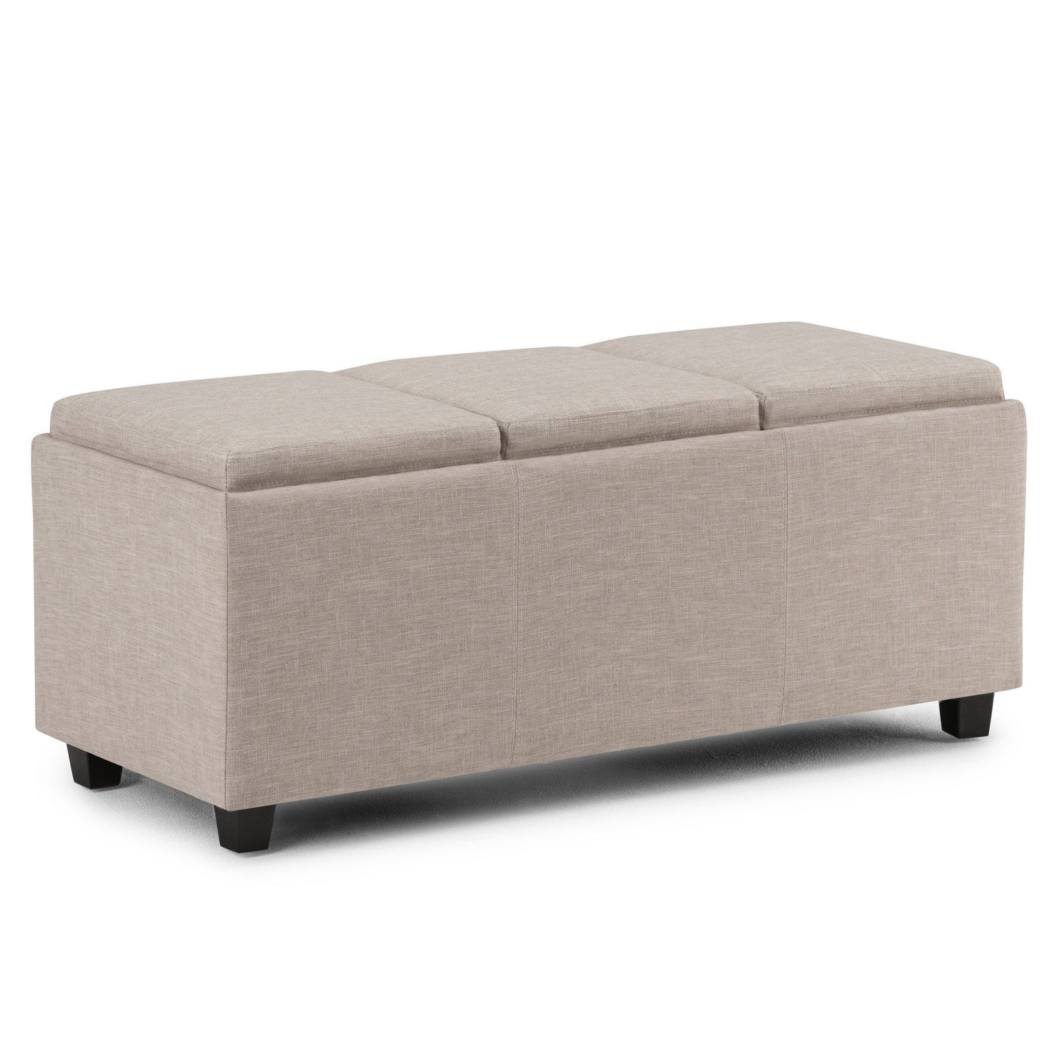 Natural Linen Style Fabric | Avalon Linen Look Storage Ottoman with Three Trays