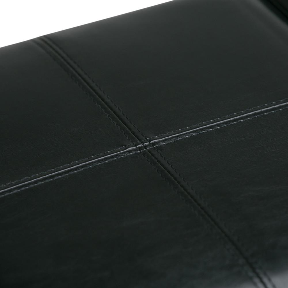 Black Vegan Leather | Avalon Linen Look Storage Ottoman with Three Trays