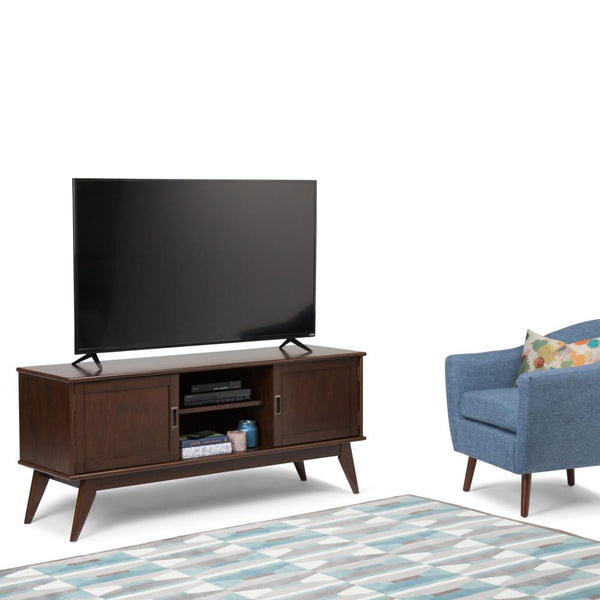 Medium Auburn Brown | Draper Mid Century 60 x 18 x 26 inch Low TV Media Stand