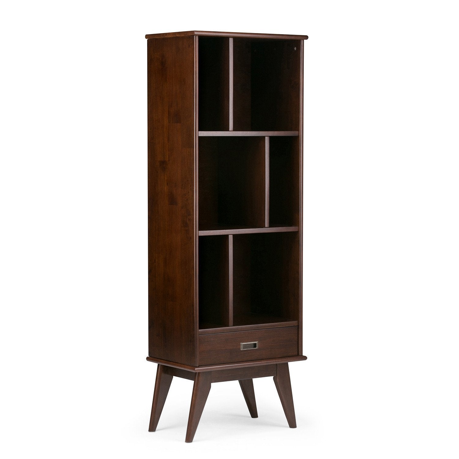 Medium Auburn Brown | Draper Mid Century Bookcase with Storage