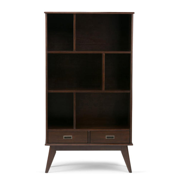 Medium Auburn Brown | Draper Mid Century 64 x 35 inch Wide Bookcase with Storage