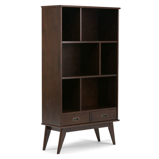 Medium Auburn Brown | Draper Mid Century 64 x 35 inch Wide Bookcase with Storage