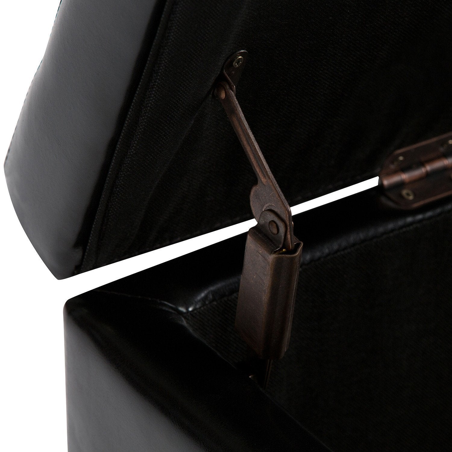 Midnight Black Vegan Leather | Hamilton Vegan Leather Storage Ottoman