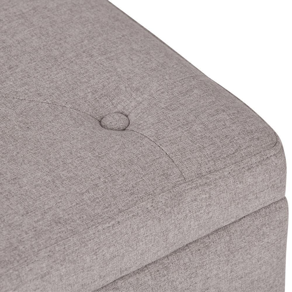 Cloud Grey Linen Style Fabric | Hamilton Vegan Leather Storage Ottoman