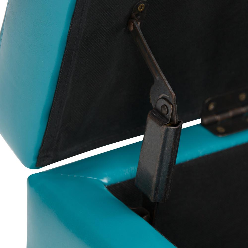 Mediterranean Blue Vegan Leather | Hamilton Vegan Leather Storage Ottoman