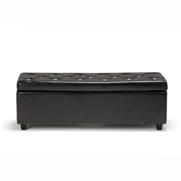 Coffee Brown Vegan Leather | Hamilton Vegan Leather Storage Ottoman