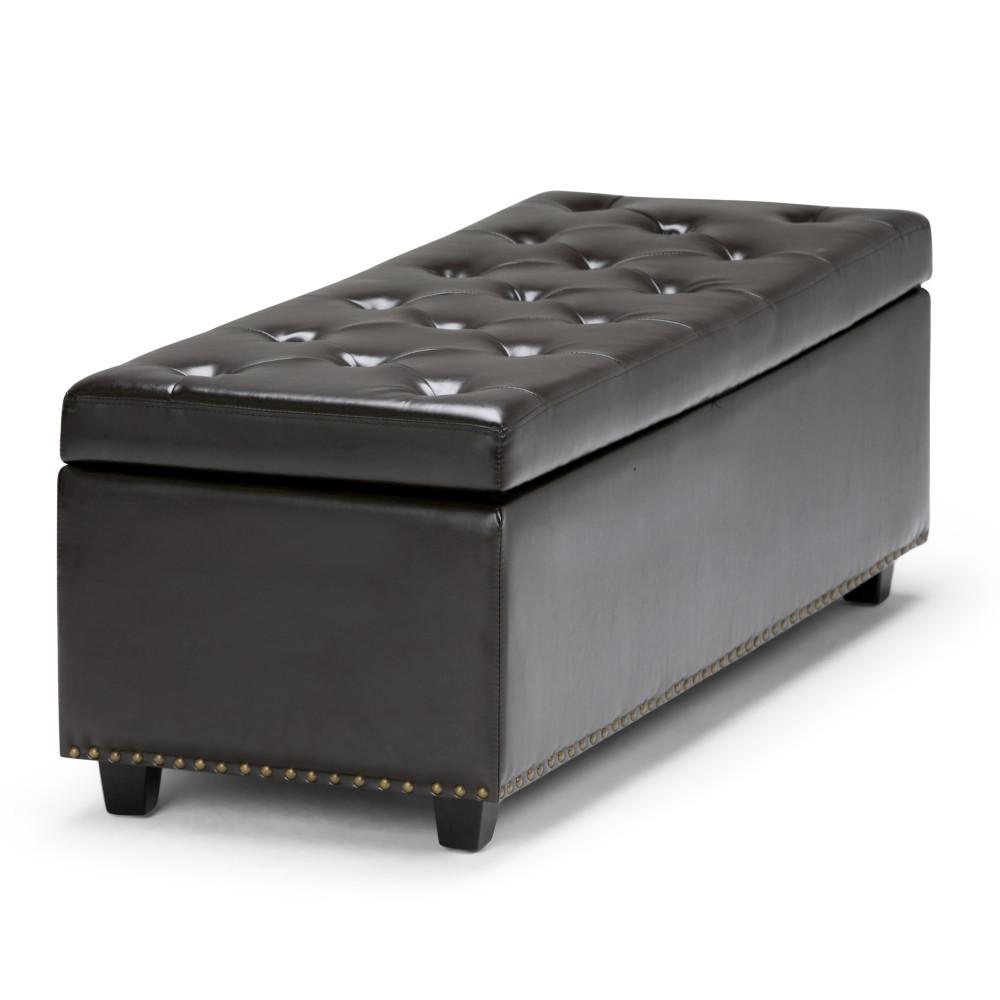 Coffee Brown Vegan Leather | Hamilton Vegan Leather Storage Ottoman