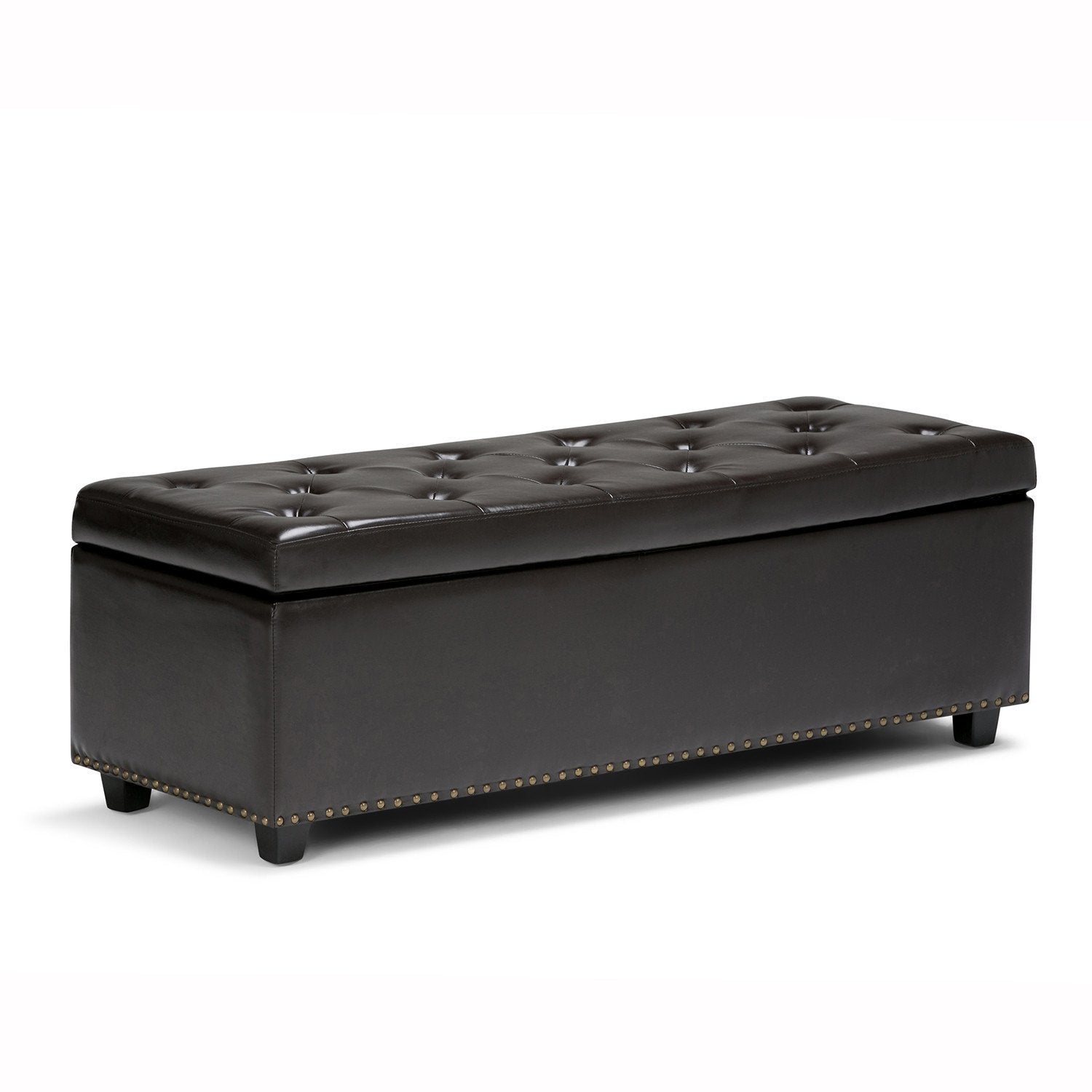 Coffee Brown Vegan Leather | Hamilton Vegan Leather Storage Ottoman