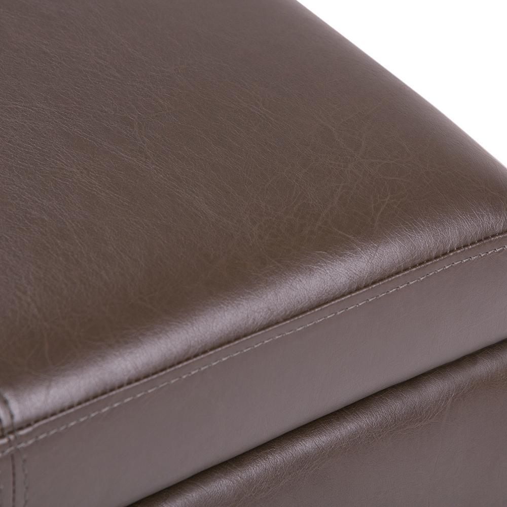 Chocolate Brown PU Vegan Leather | Kingsley Bonded Leather Storage Ottoman