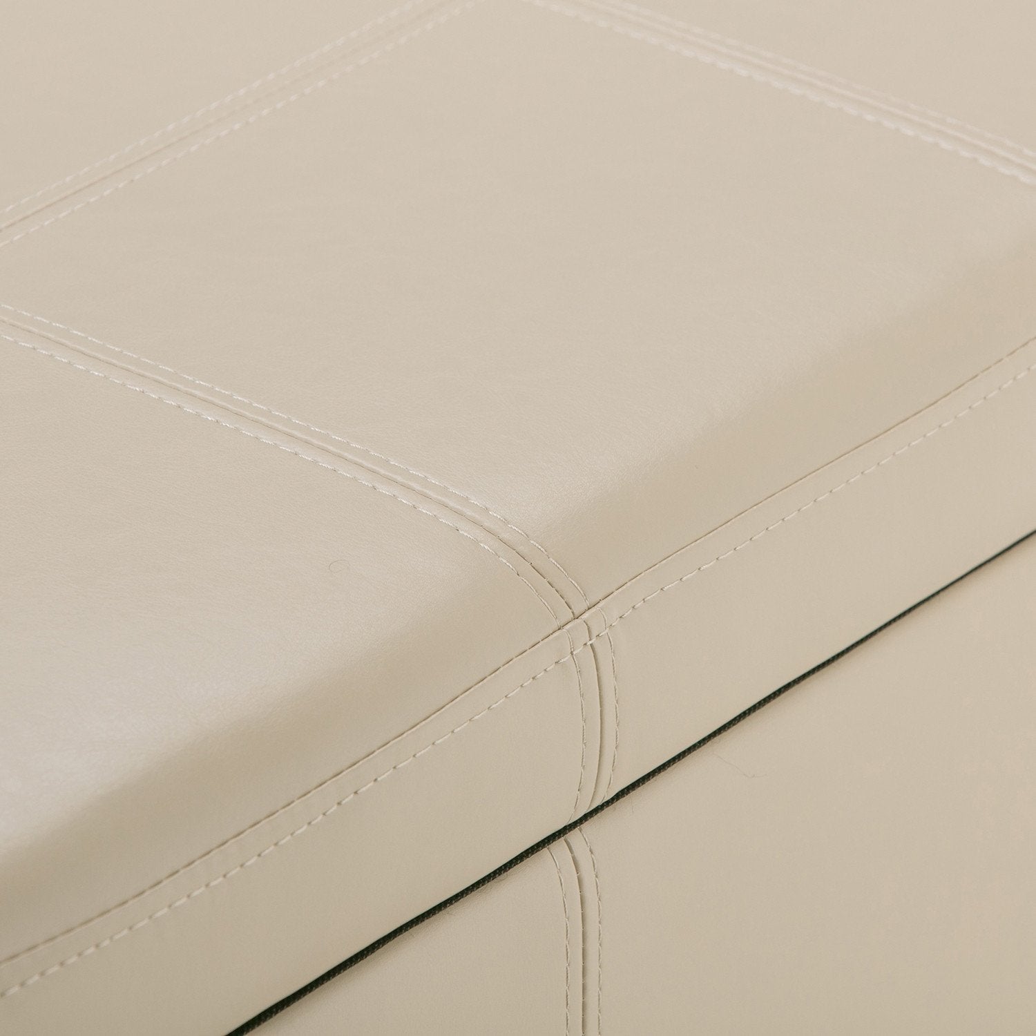 Satin Cream Vegan Leather | Kingsley Bonded Leather Storage Ottoman