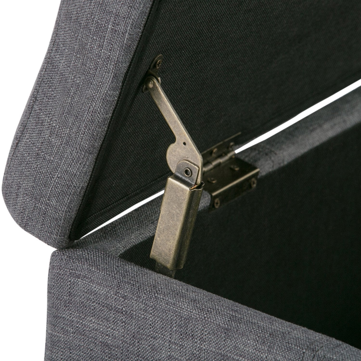 Slate Grey Linen Style Fabric | Kingsley Bonded Leather Storage Ottoman