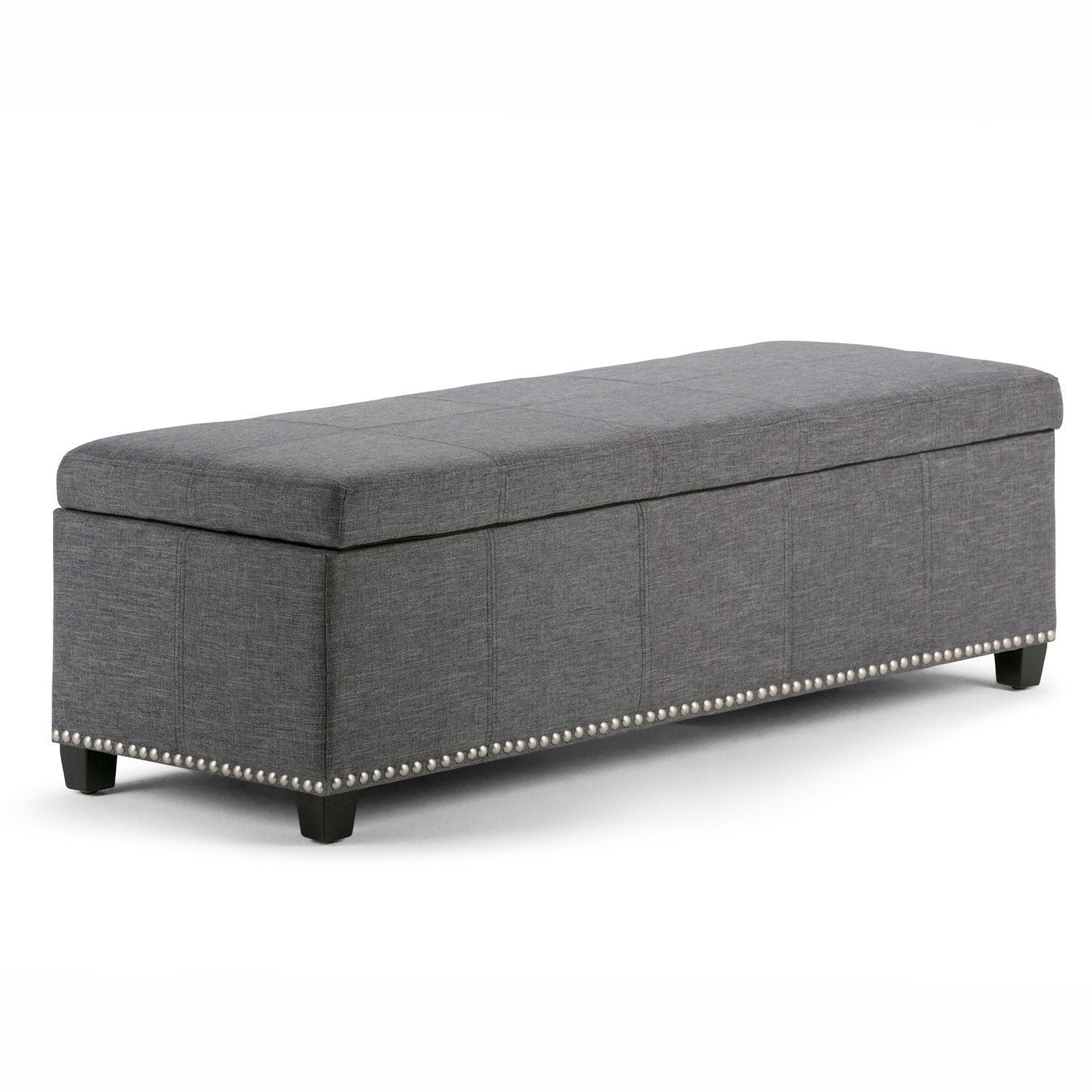 Slate Grey Linen Style Fabric | Kingsley Bonded Leather Storage Ottoman