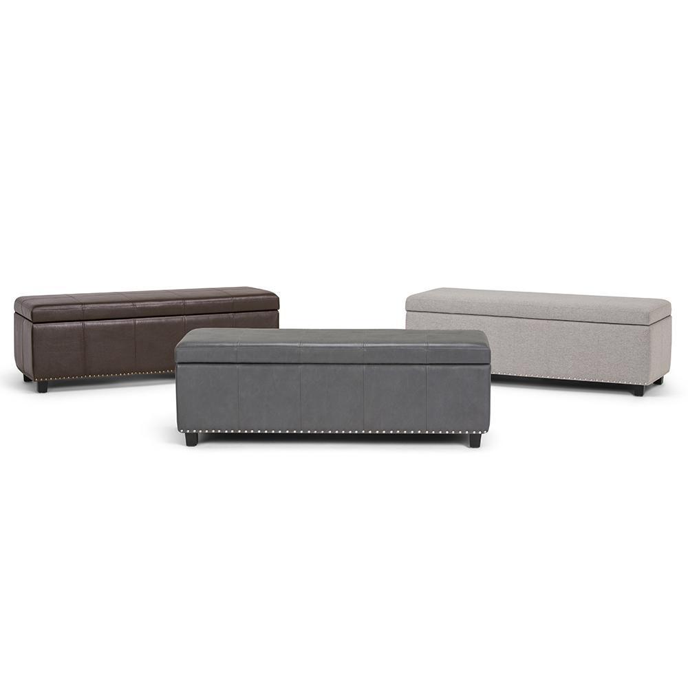 Stone Grey Vegan Leather | Kingsley Bonded Leather Storage Ottoman