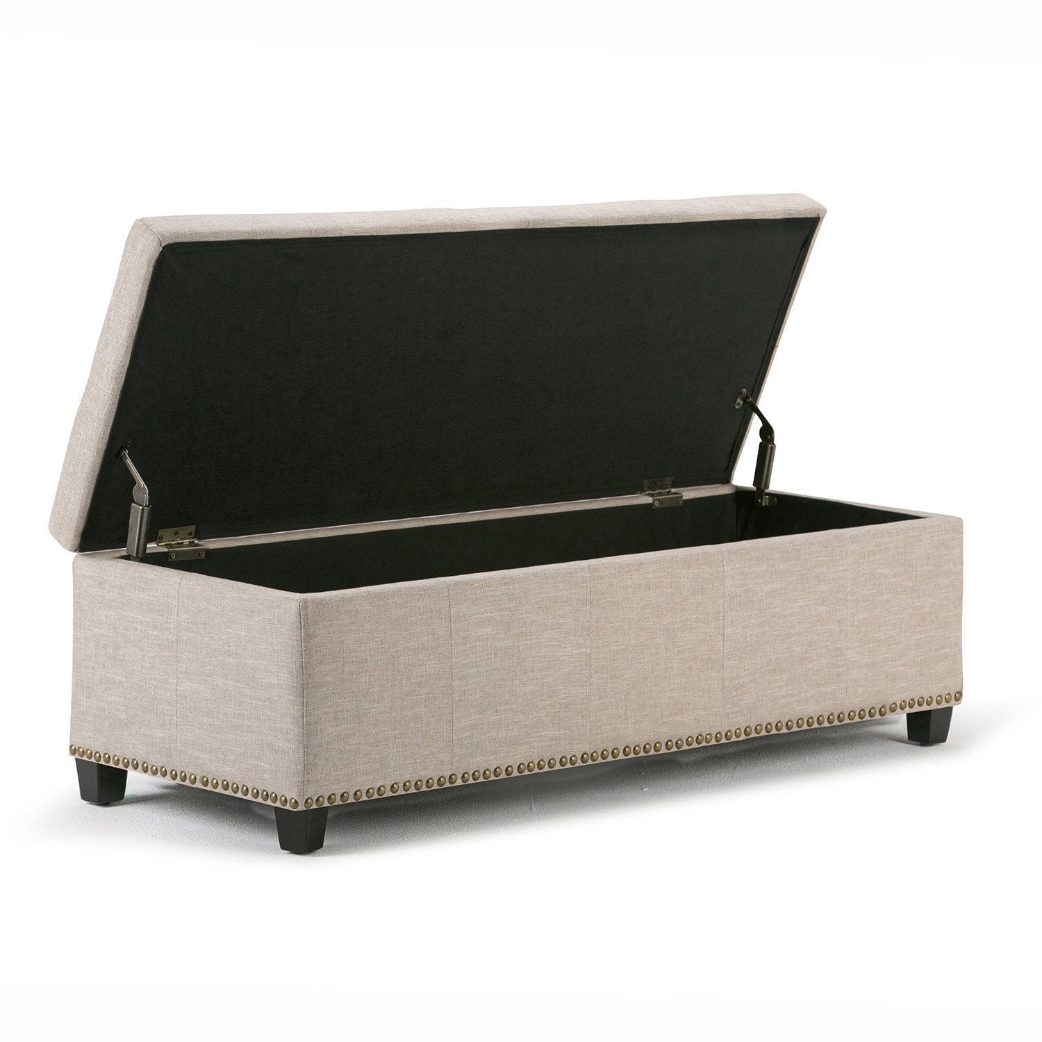 Natural Linen Style Fabric | Kingsley Linen Look Storage Ottoman