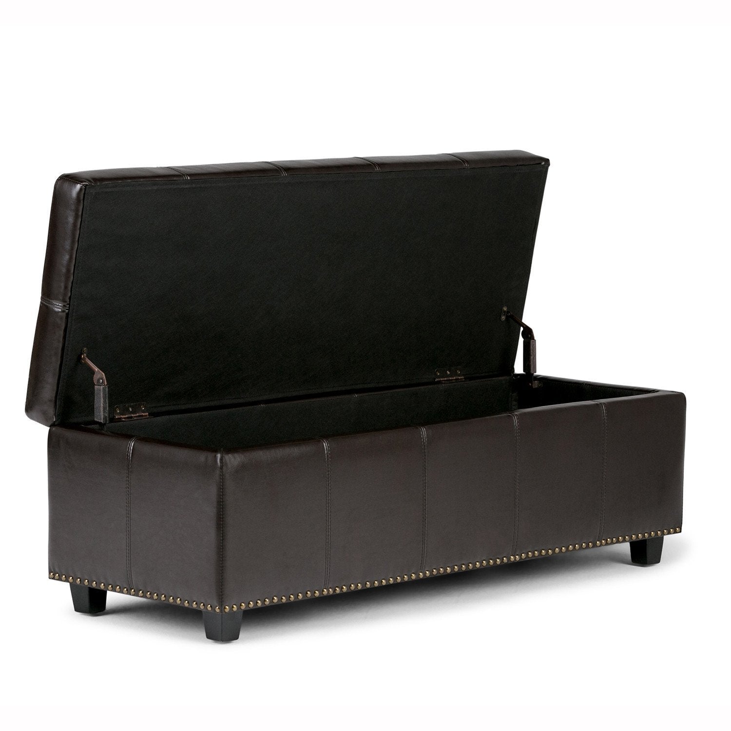 Coffee Brown Vegan Leather | Kingsley Bonded Leather Storage Ottoman