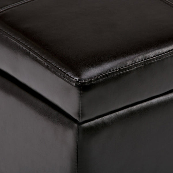 Coffee Brown Vegan Leather | Kingsley Bonded Leather Storage Ottoman