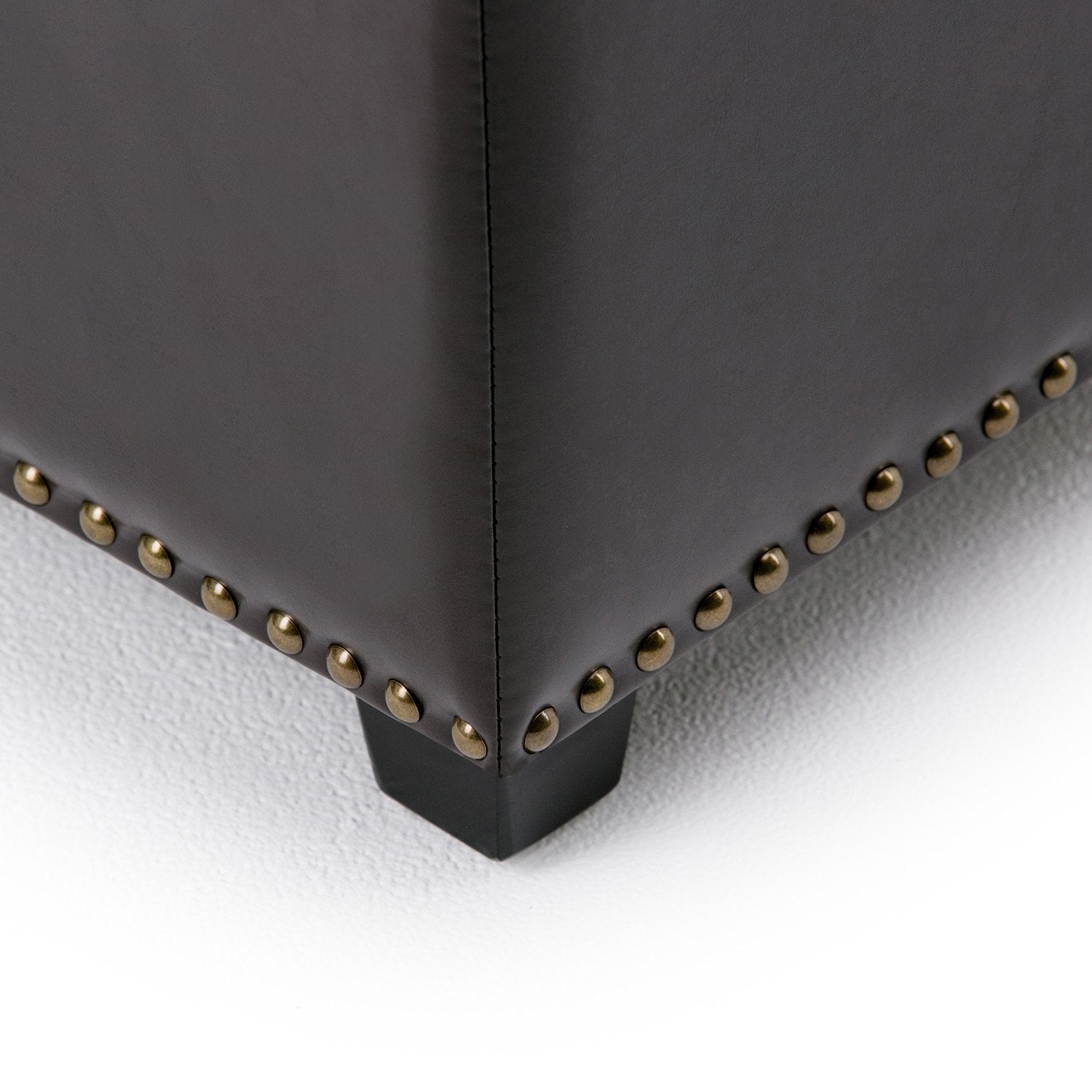 Coffee Brown Vegan Leather | Kingsley Bonded Leather Storage Ottoman