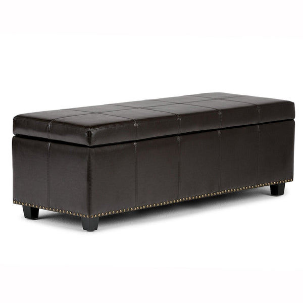 Coffee Brown Vegan Leather | Kingsley Bonded Leather Storage Ottoman