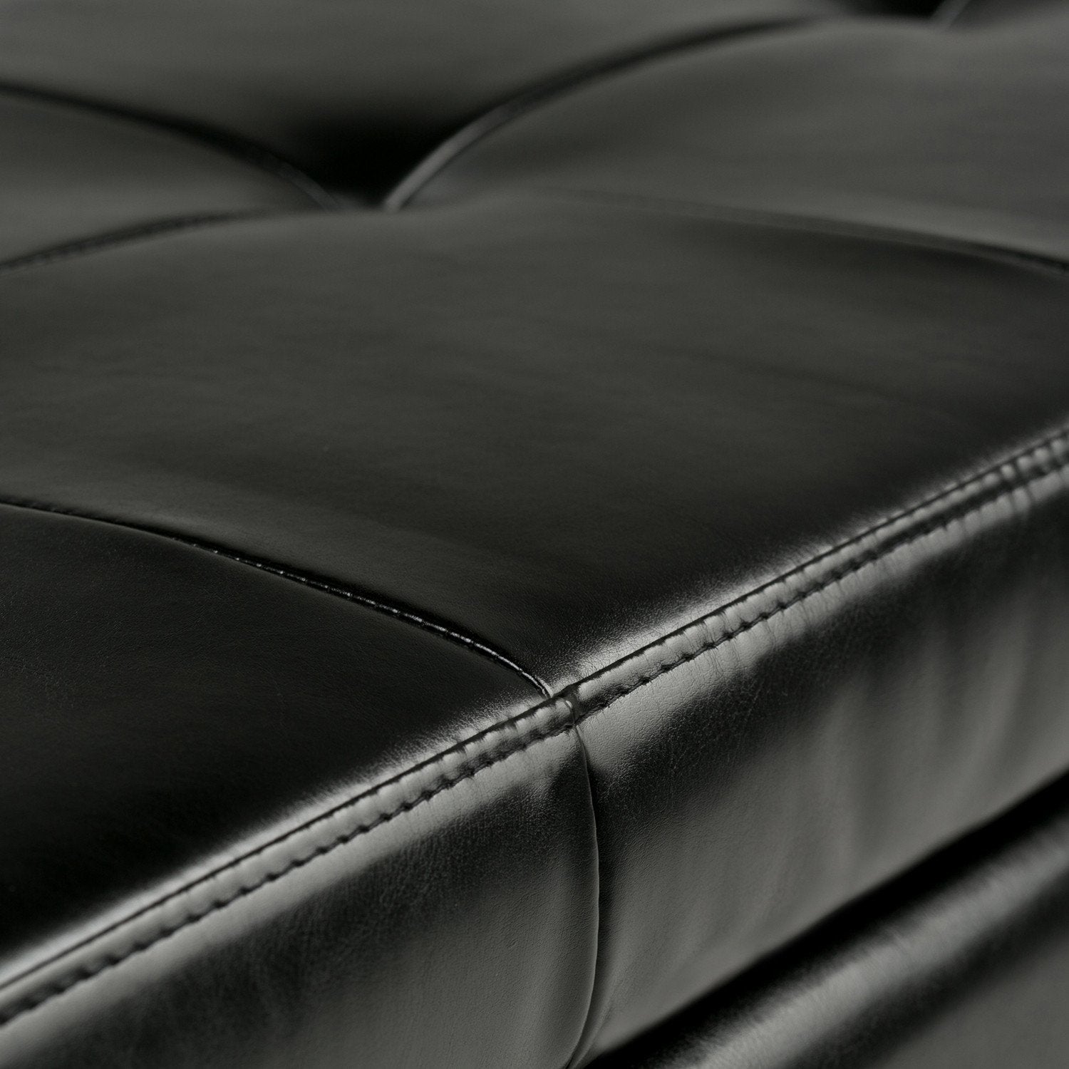 Midnight Black Vegan Leather | Castleford Large Storage Ottoman Bench