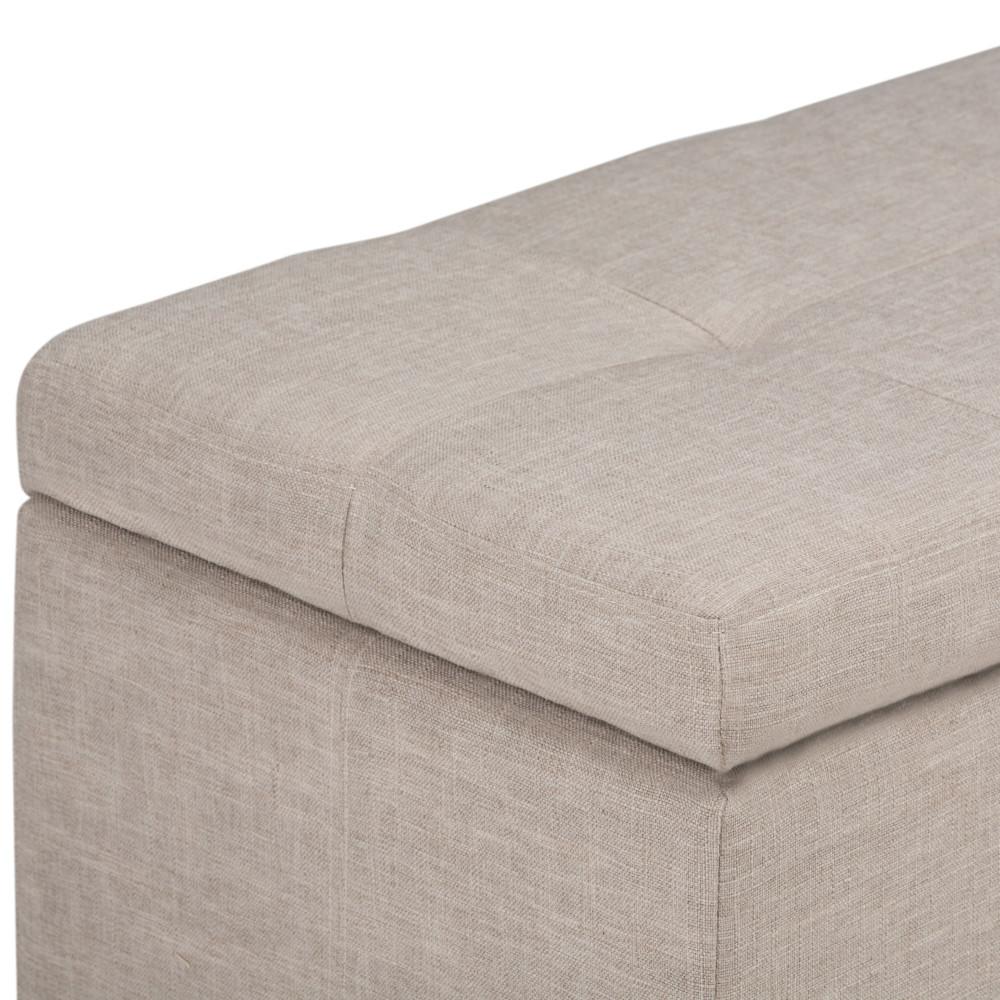 Natural Linen Style Fabric | Castleford Large Storage Ottoman Bench