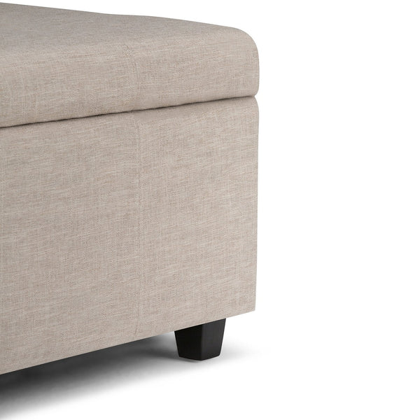 Natural Linen Style Fabric | Castleford Large Storage Ottoman Bench