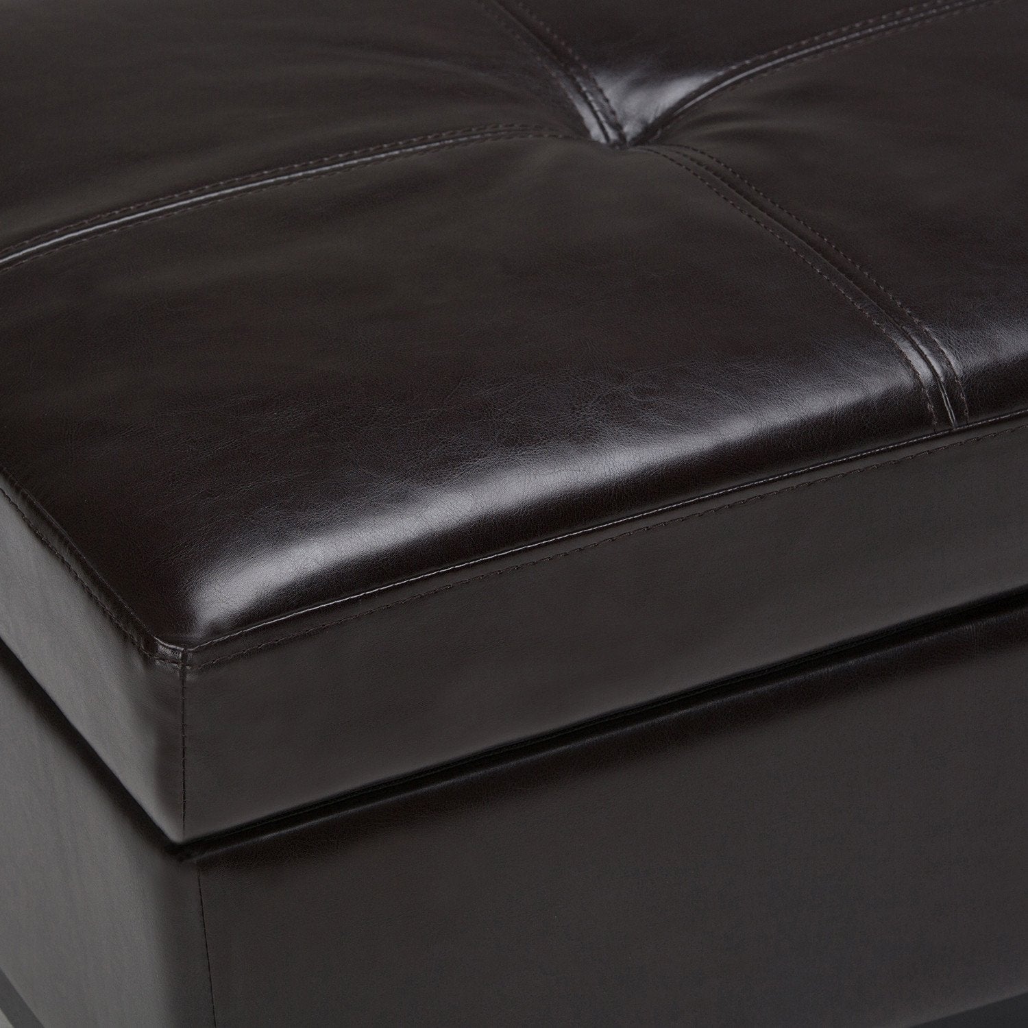 Tanners Brown Vegan Leather | Oregon Vegan Leather Storage Ottoman with Tray
