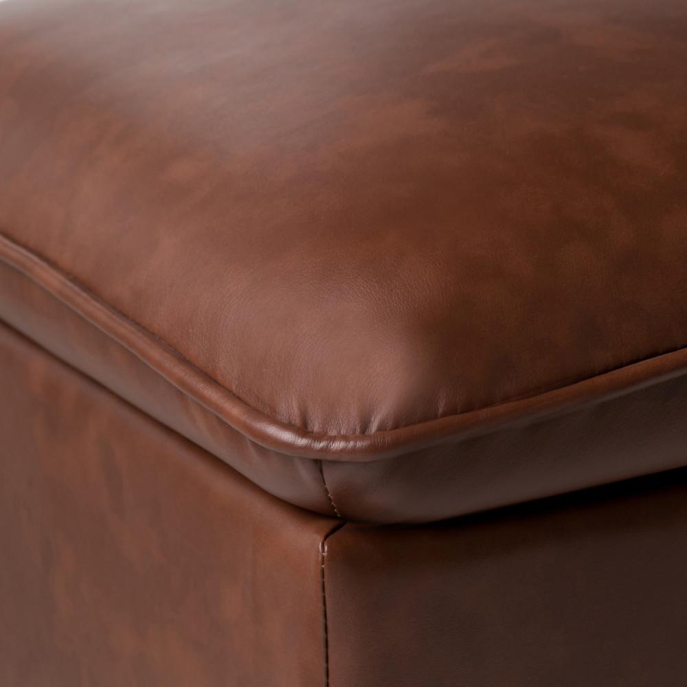 Cognac Vegan Leather | Emily Vegan Leather Storage Ottoman