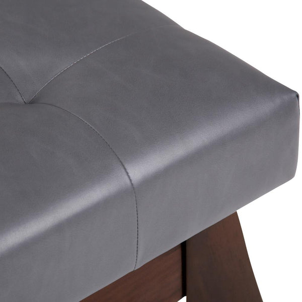 Stone Grey Vegan Leather | Draper Ottoman Bench in Vegan Leather