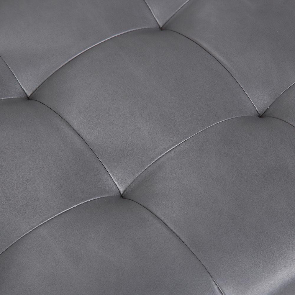 Stone Grey Vegan Leather | Draper Ottoman Bench in Vegan Leather